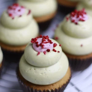 Pistacijų aviečių keksiukai